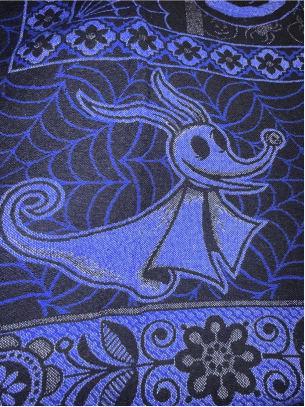 Mexican queen size Blanket & Throw, Blue & Black Nightmare Before Christmas